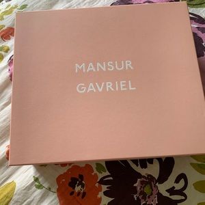 Mansur Gavriel blush mini patent bucket bag